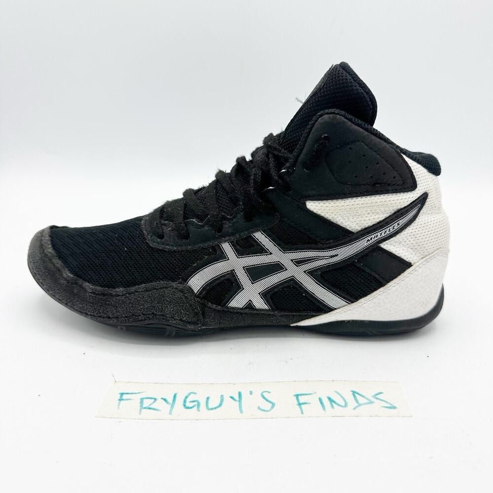 ASICS Matflex 6 GS Youth Wrestling Shoes Black White Silver 1084A007 Size 5